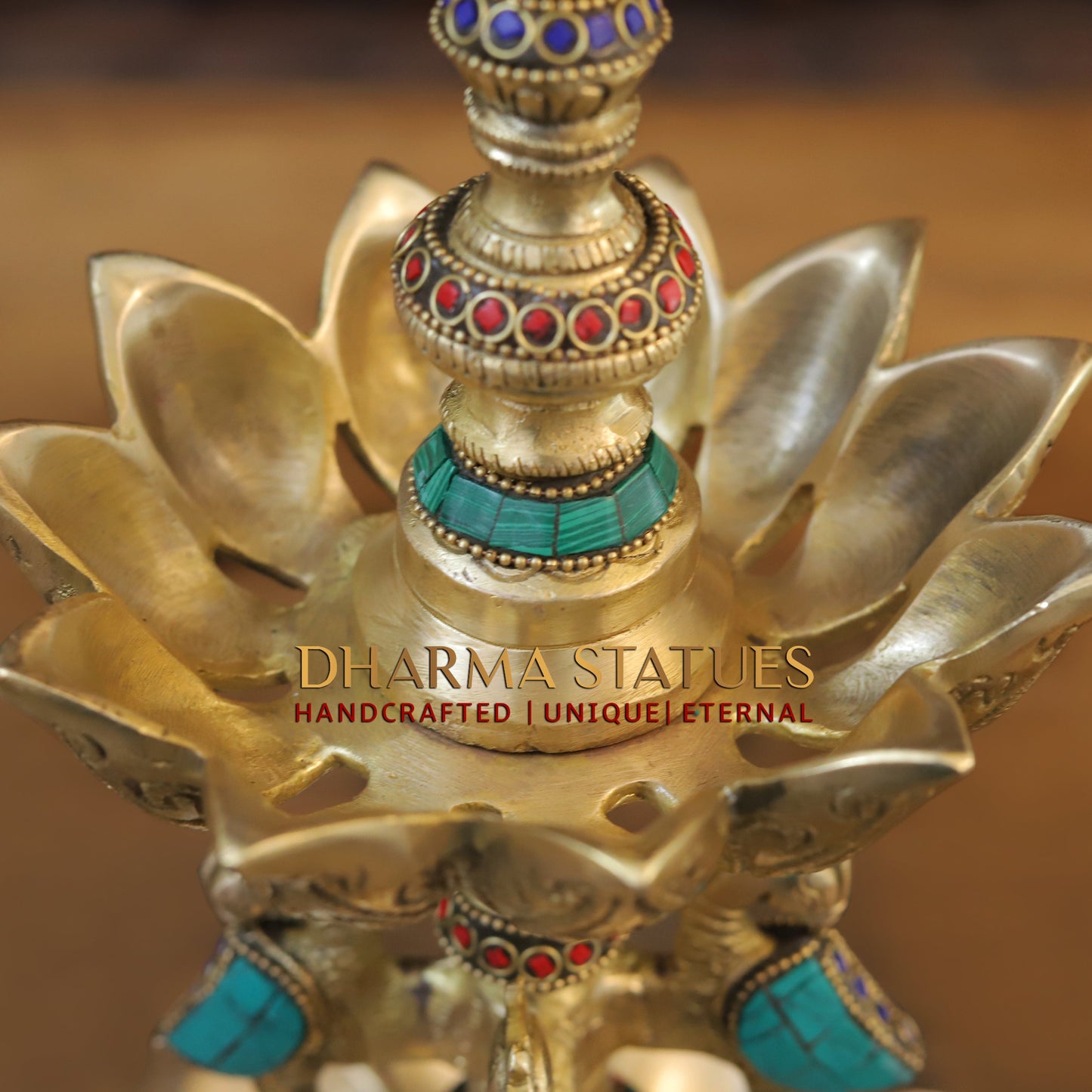 Brass Peacock Oil Lamp, Golden & Stonework, 20"