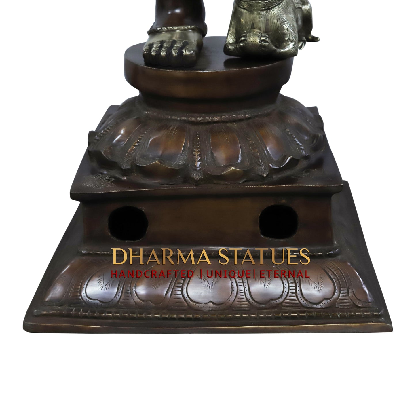 Brass Nritya Ganapati Statue with Shakti, Copper Finish, 63"