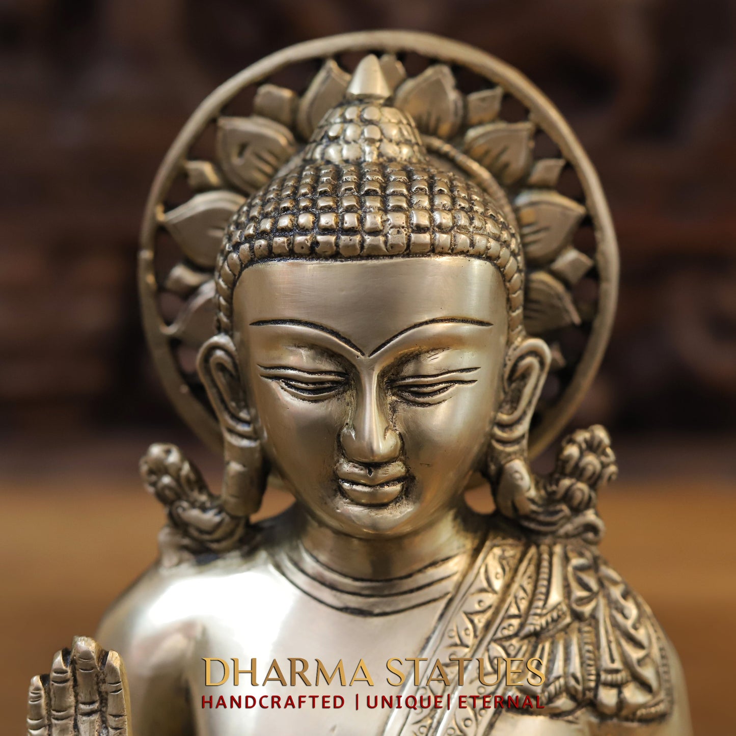 Brass Tibetan Buddhist, Fine Gold Finish, 10"