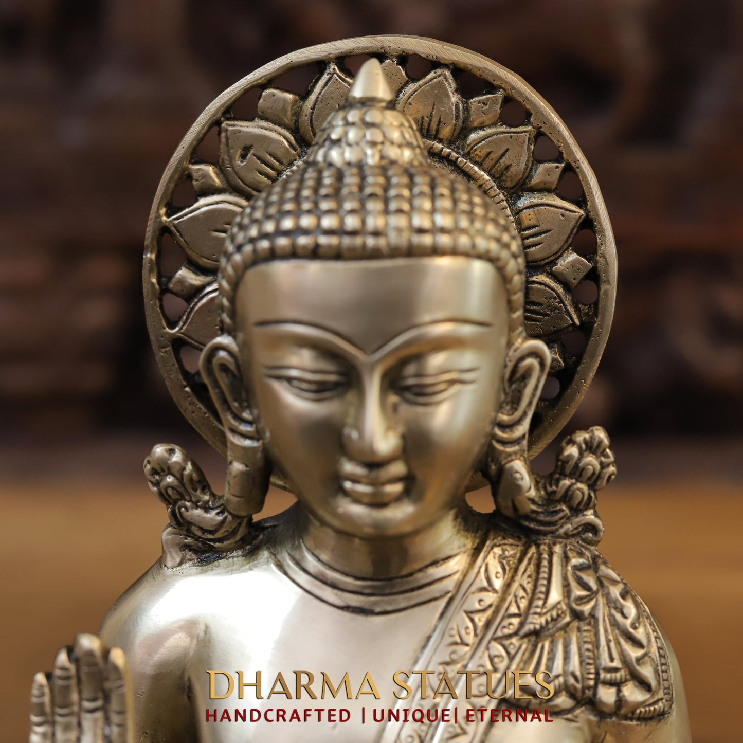 Brass Tibetan Buddhist, Fine Gold Finish, 10"