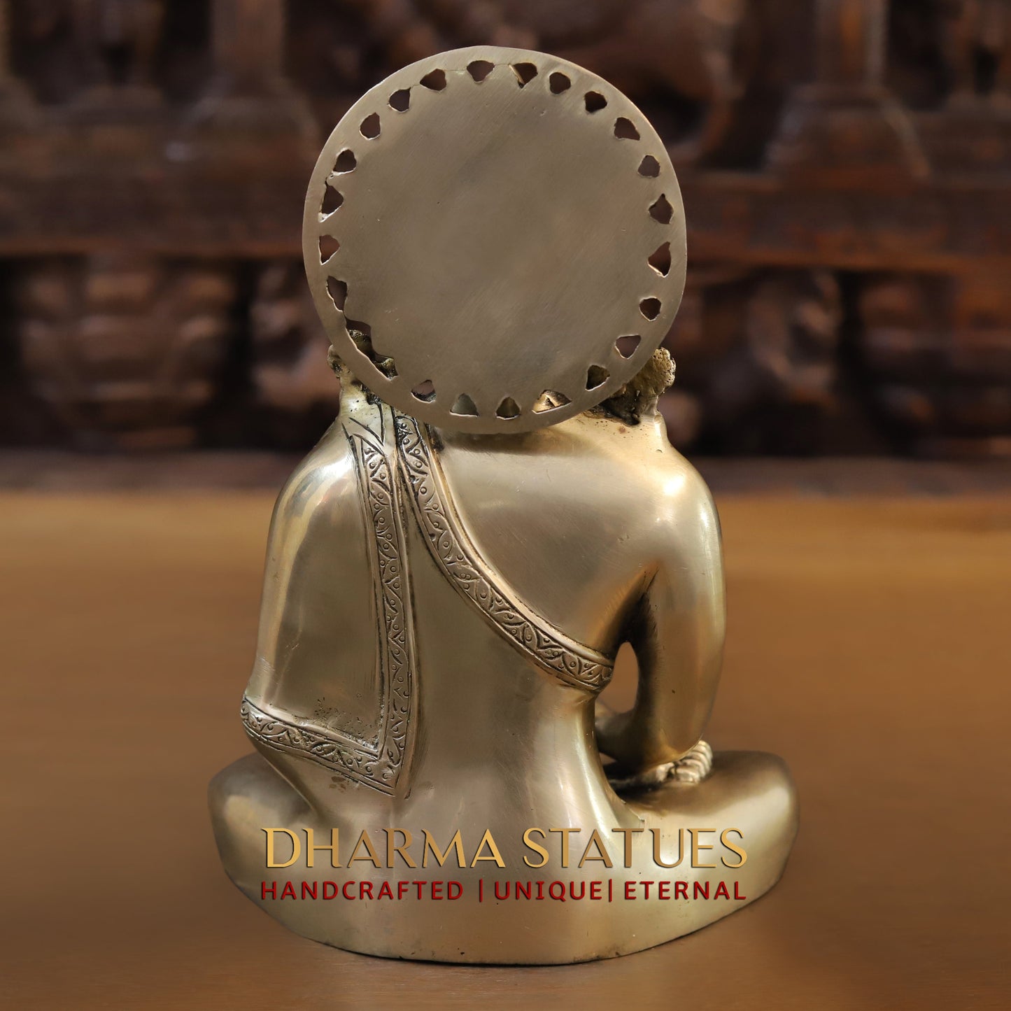 Brass Tibetan Buddha Seated, Golden Finish, 10"