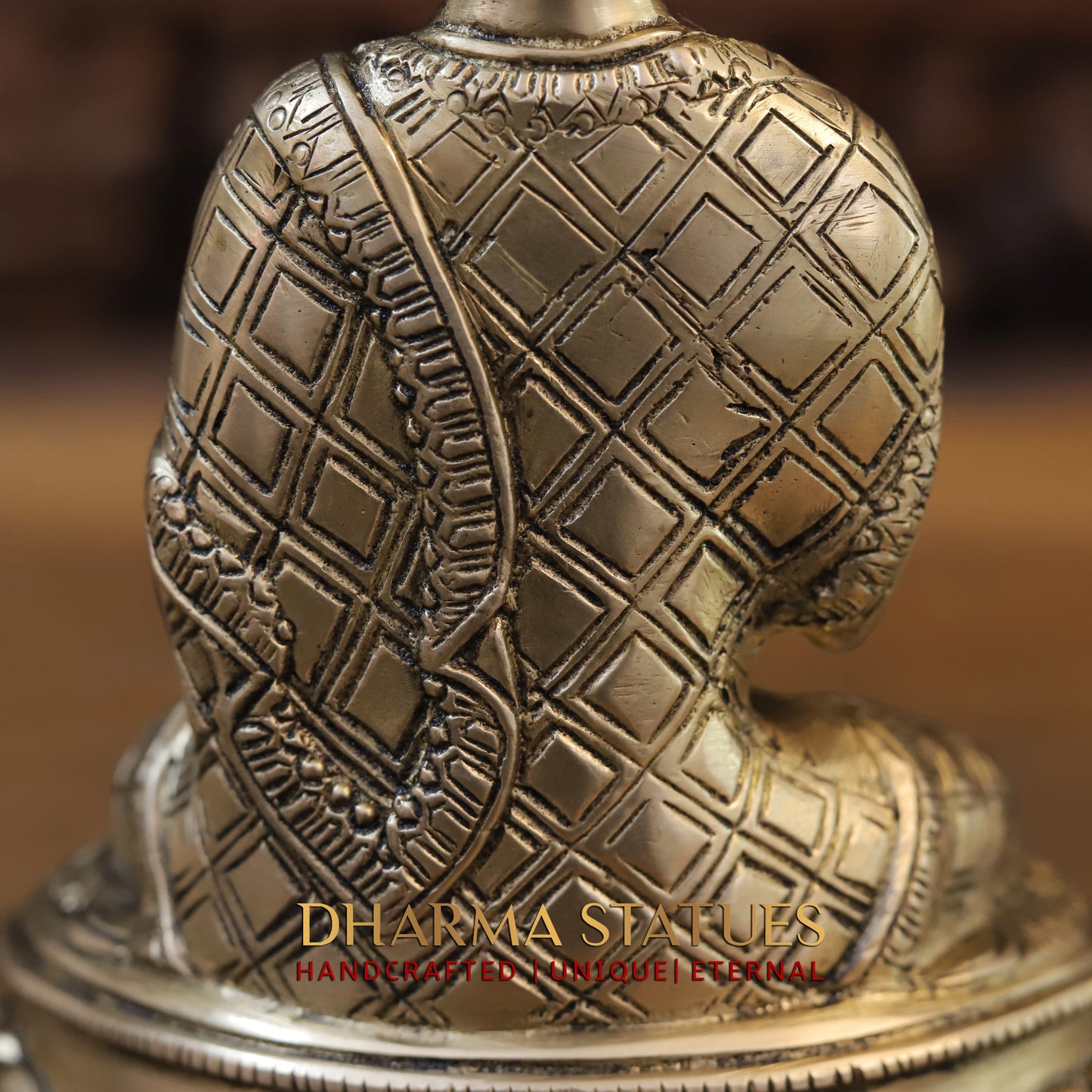 Brass Buddha in Blessing Position, Golden Finish, 8.5"