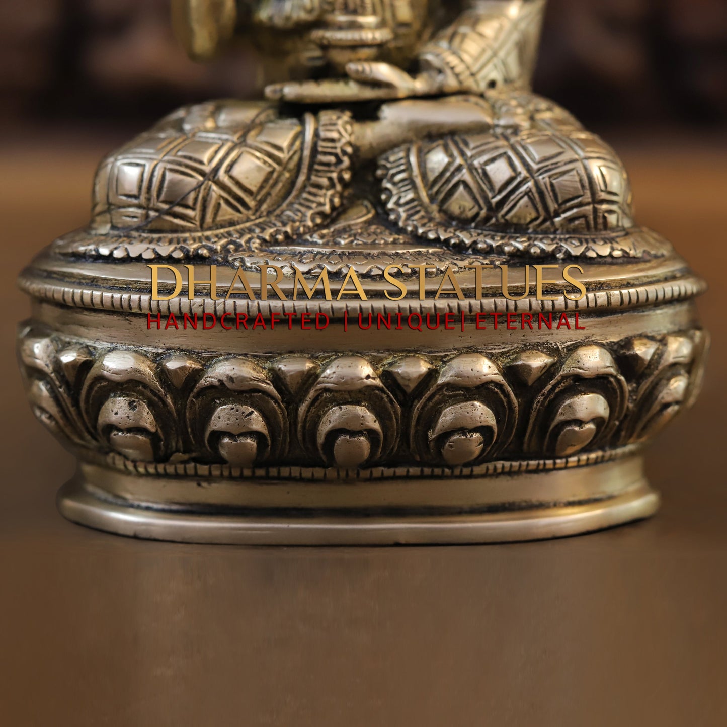 Brass Buddha in Blessing Position, Golden Finish, 8.5"