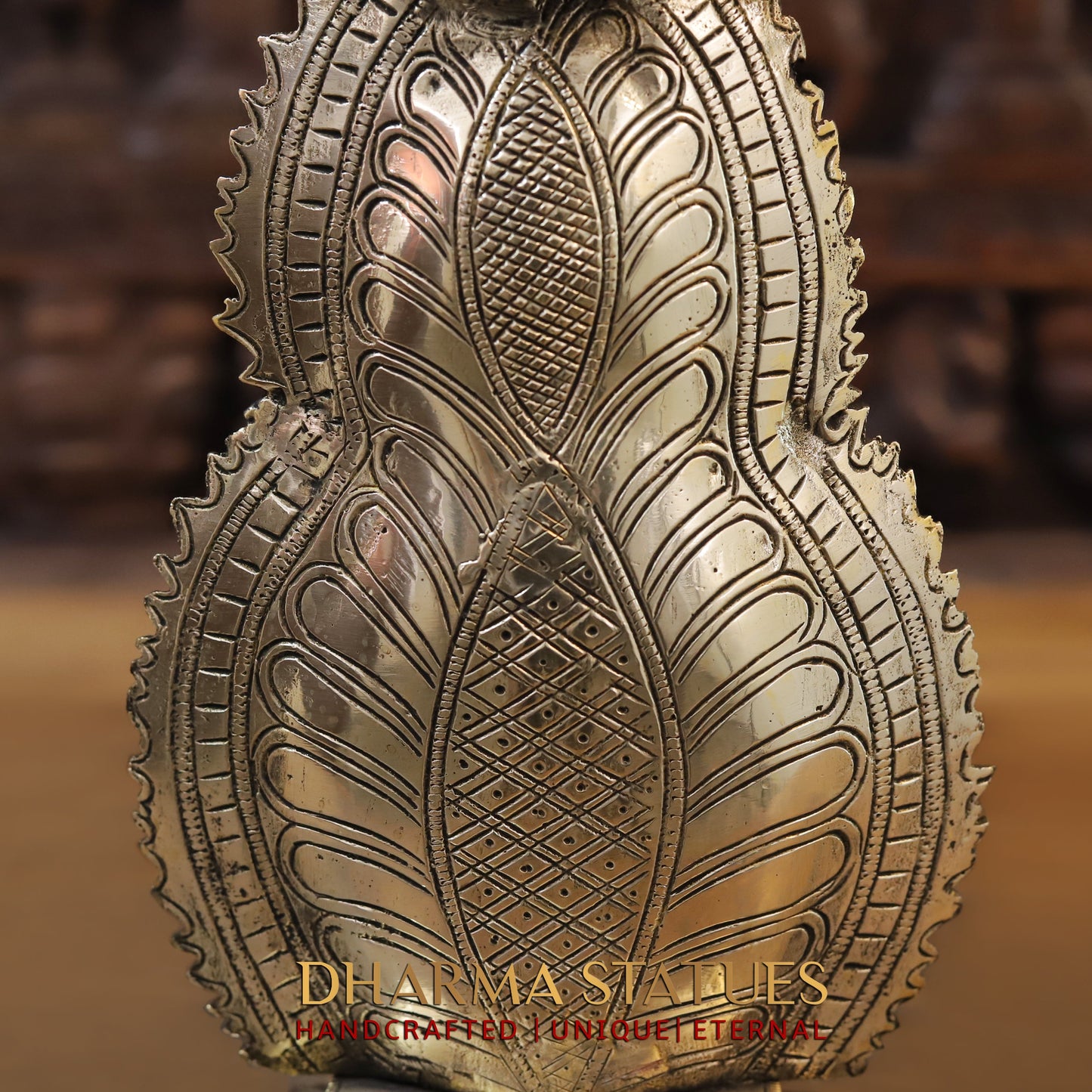Brass Buddha Statue With Candle Holder, Double Face Buddha, Black Patina & Golden Finish, 12"