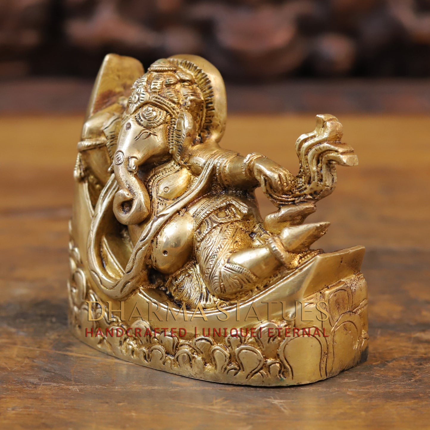 Brass Ganesh Statue, Resting Ganesh, 5"