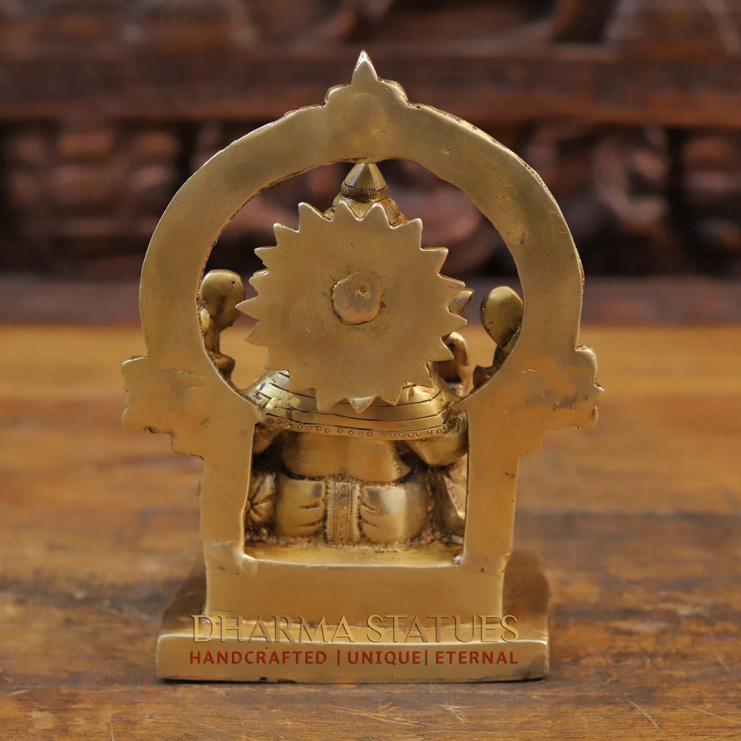 Brass Ganesh Statue, Seated, Fine Golden Finish 8.5"