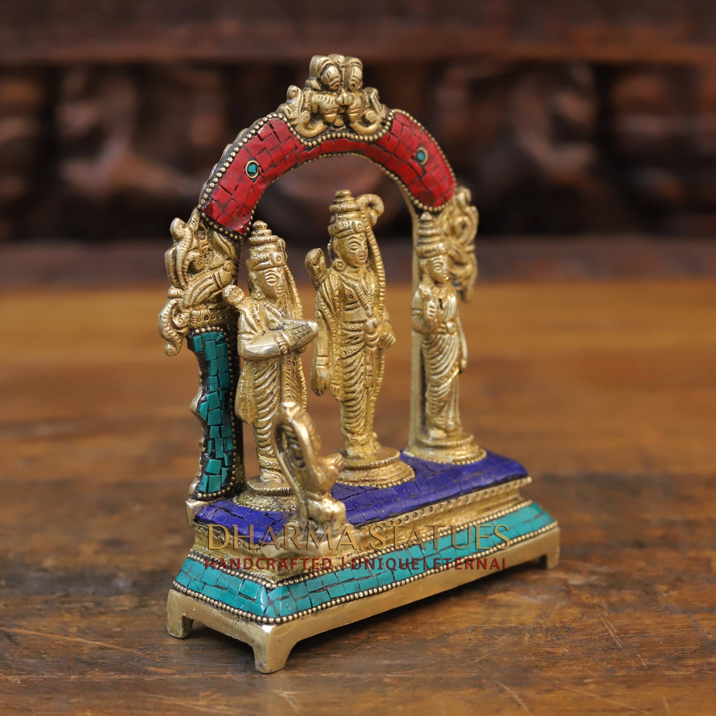 Brass Ram Darbar, Stone & Golden Finish, 7"