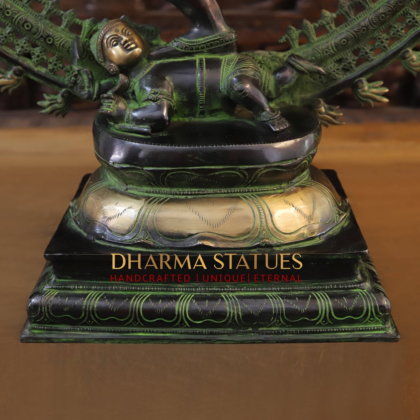 Brass Nataraja, Dancing Shiva, Green Patina & Black Finish, 36"