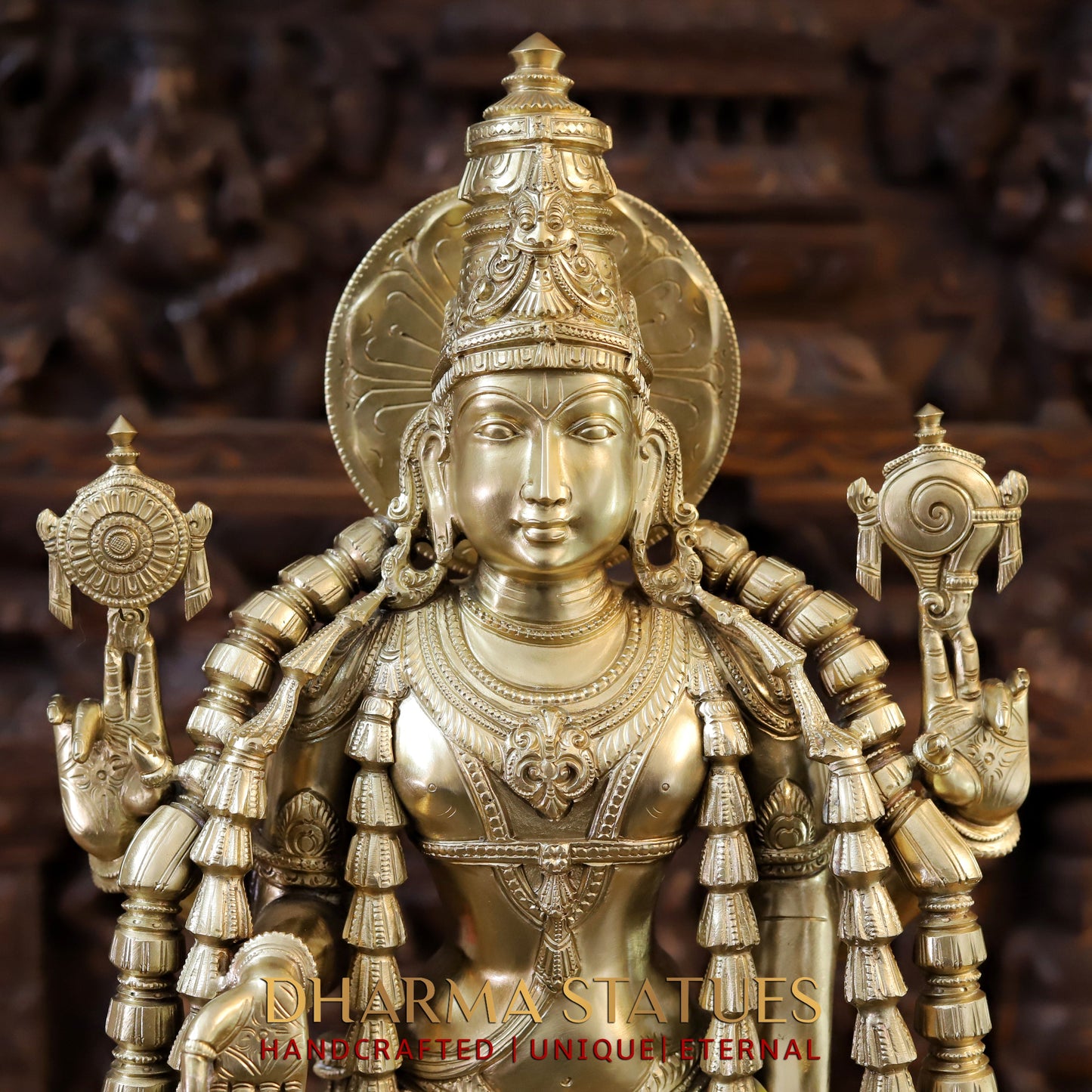 Bronze Vishnu Balaji in his 10 Avatar, Fine Golden Finish, 30" (Made in swamimalai)
