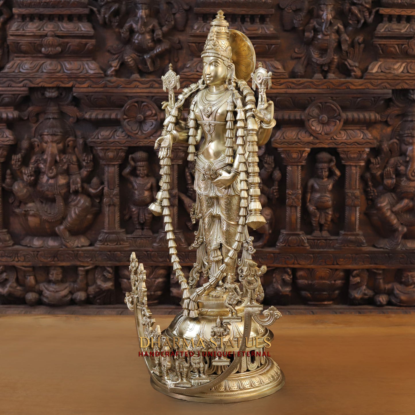 Bronze Vishnu Balaji in his 10 Avatar, Fine Golden Finish, 30" (Made in swamimalai)