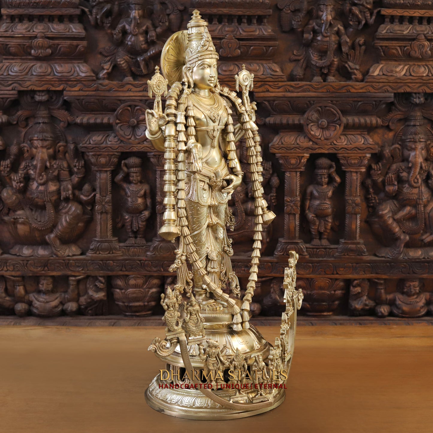 Bronze Vishnu Balaji in his 10 Avatar, Fine Golden Finish, 30" (Made in swamimalai)