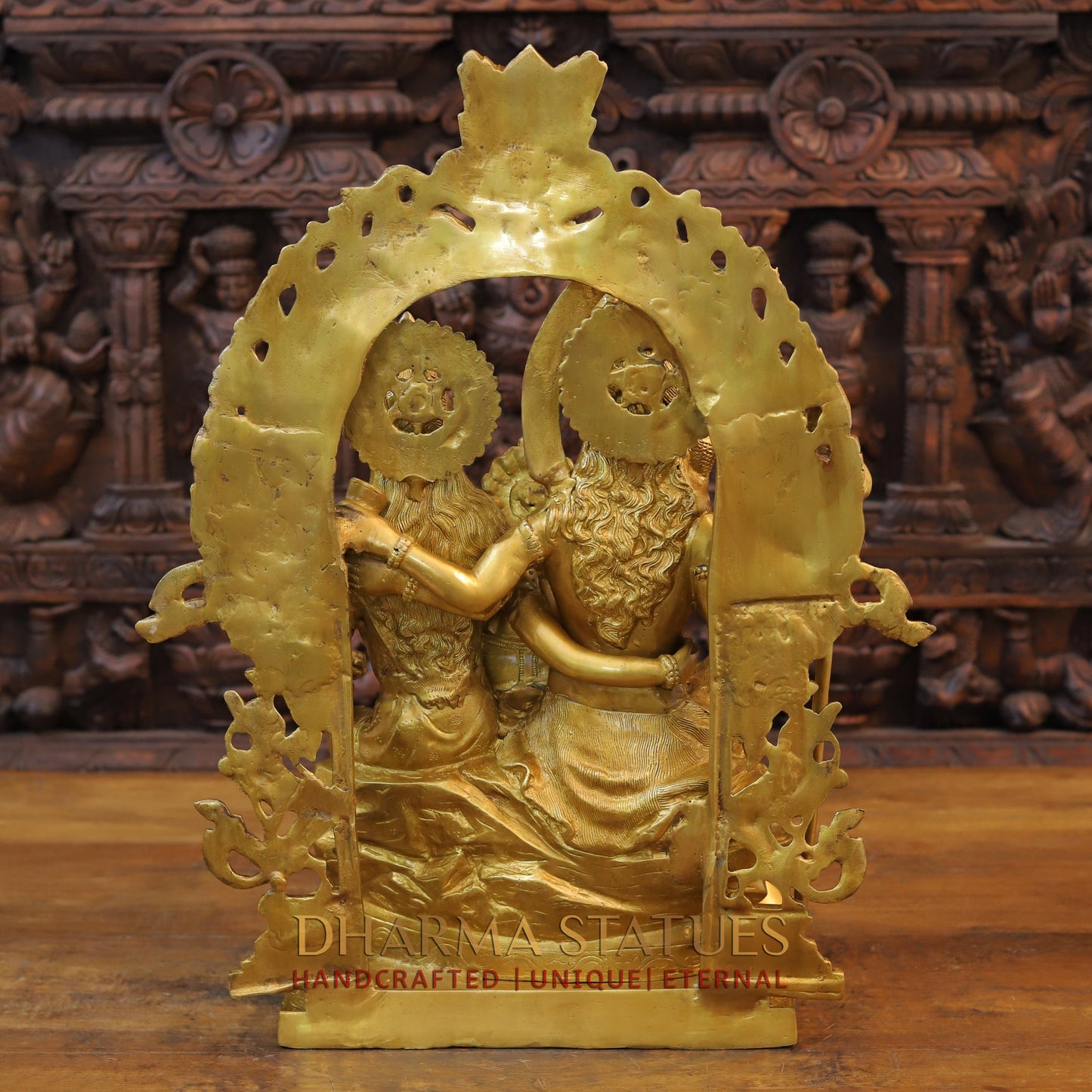 Brass Shiva Family with Ganesh &  Parvati on Kailash Mountain, Fine Golden Finish, 22"