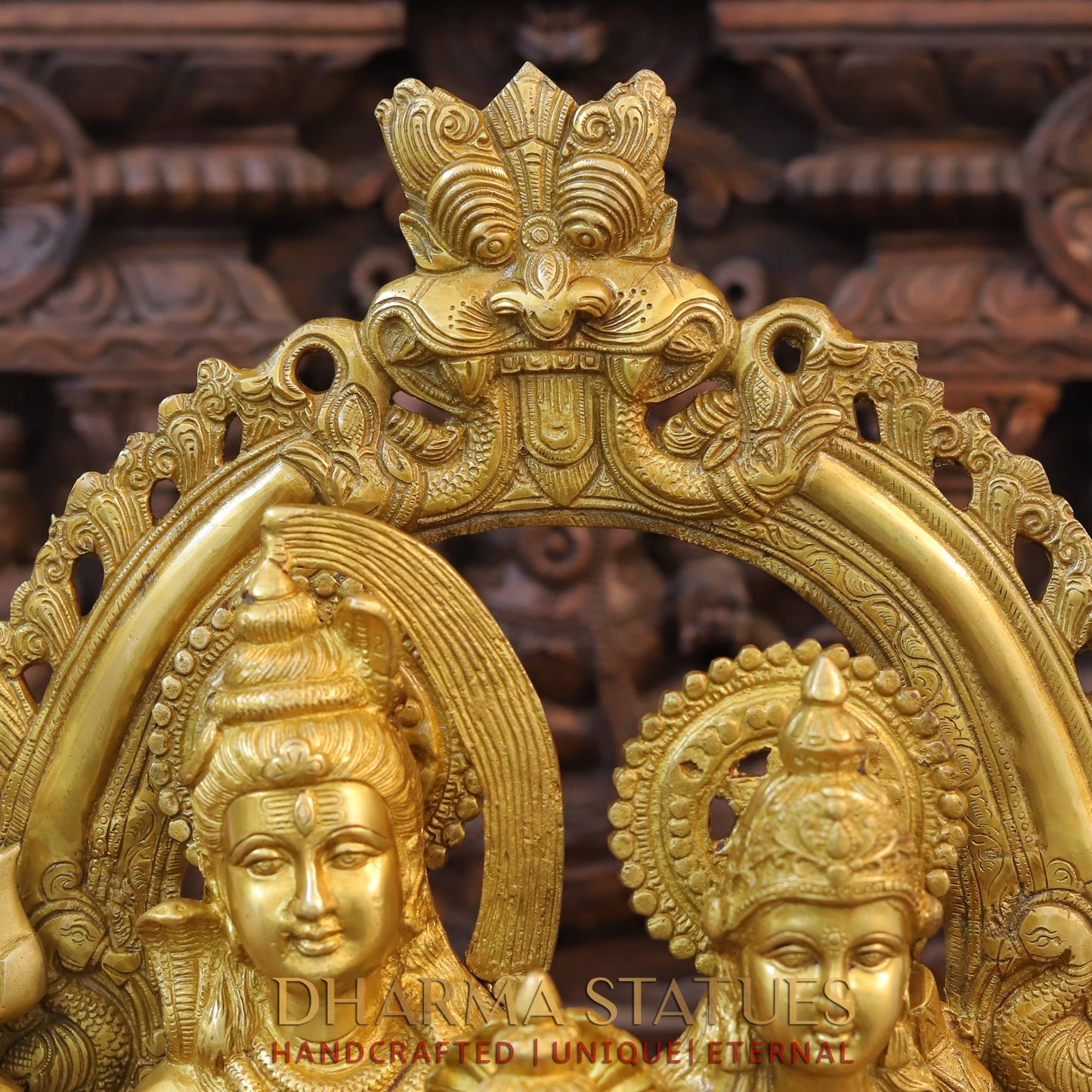 Brass Shiva Family with Ganesh &  Parvati on Kailash Mountain, Fine Golden Finish, 22"