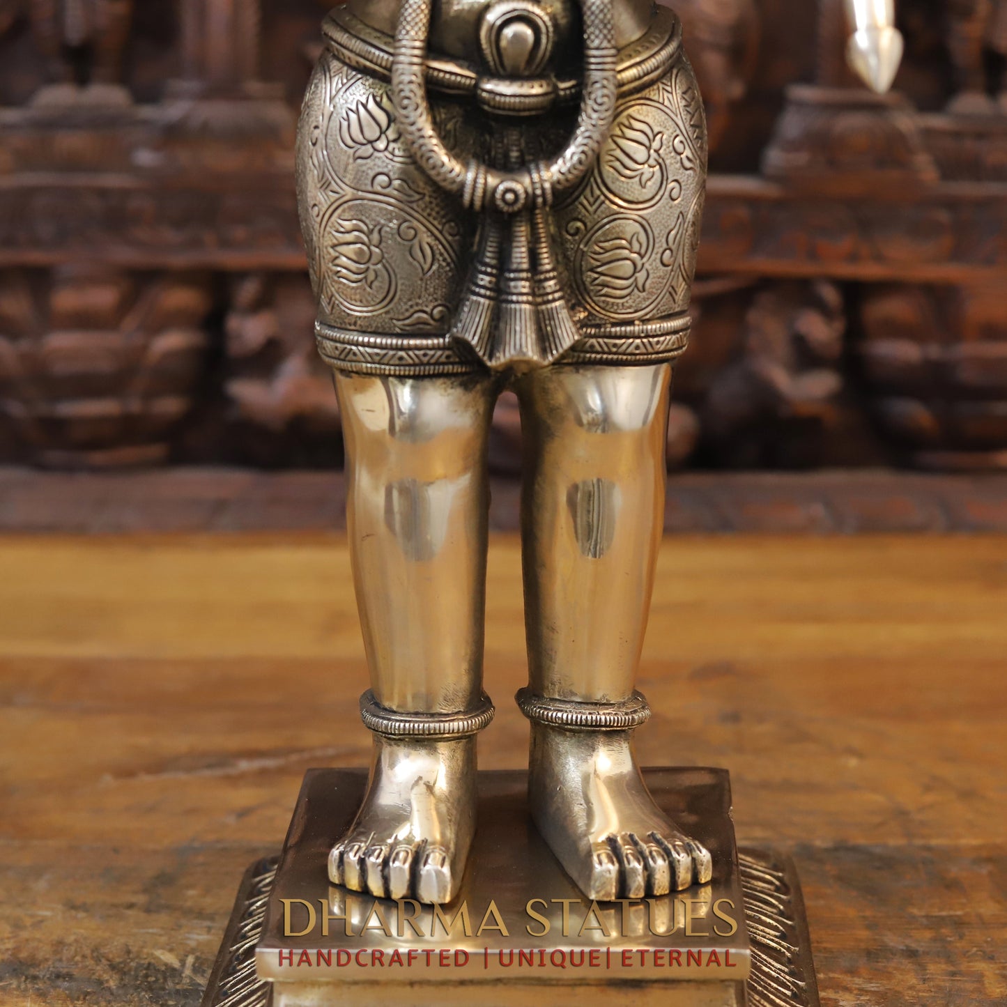 Brass Hanuman Standing in Blessing Position, Fine Gold Finish, 22.5"
