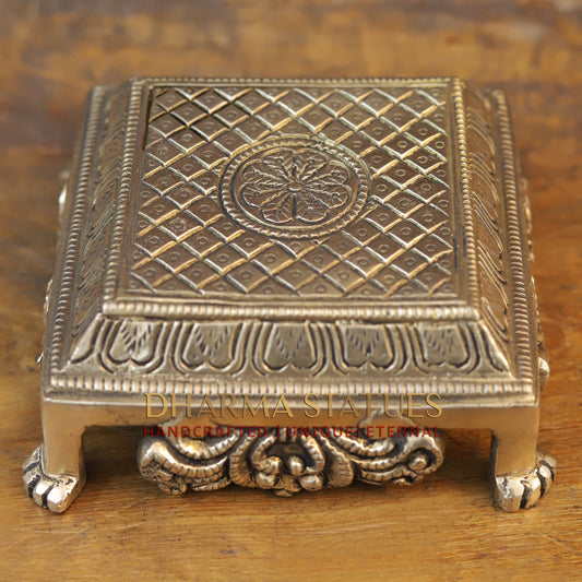 Brass Chowki, Golden Finish, 2.5"