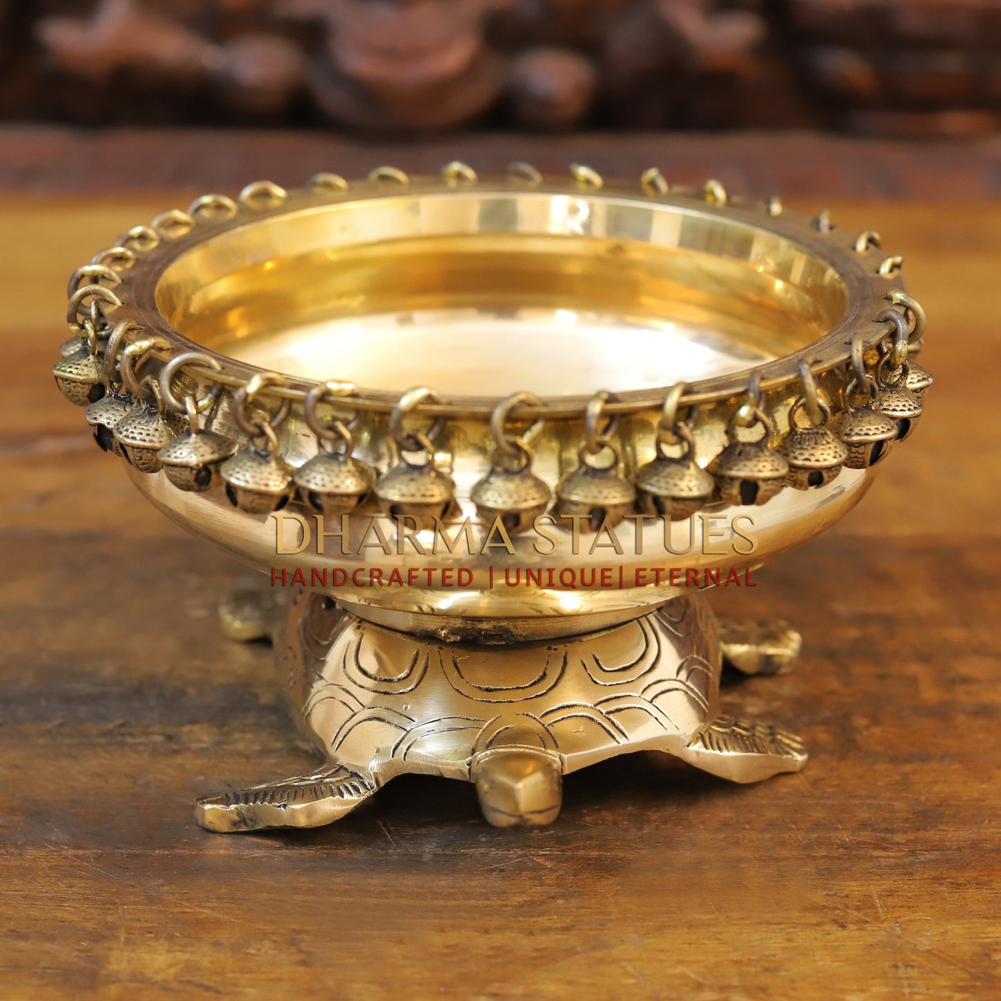 Brass Tortoise Urli, Golden Finish, 5"