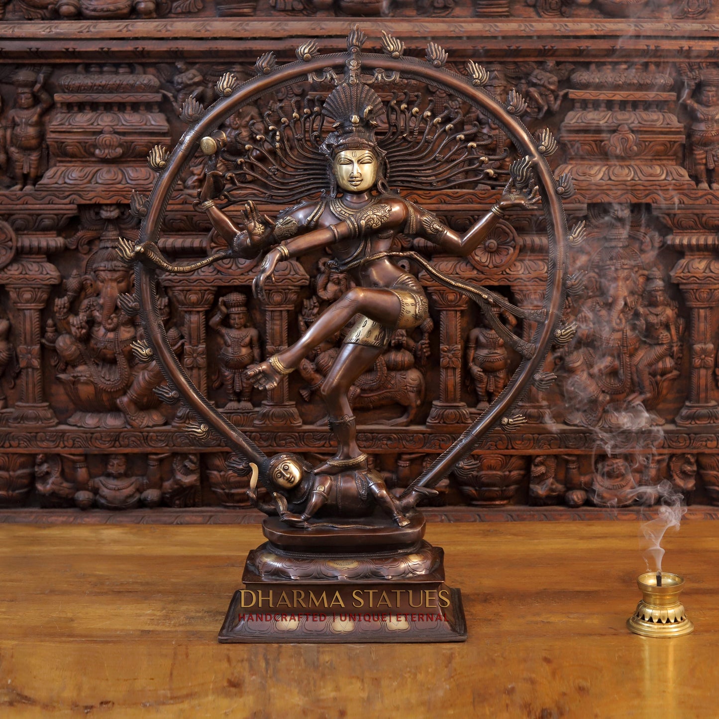 Brass Nataraja Statue, Dancing Shiva, Copper & Golden Finish, 35"
