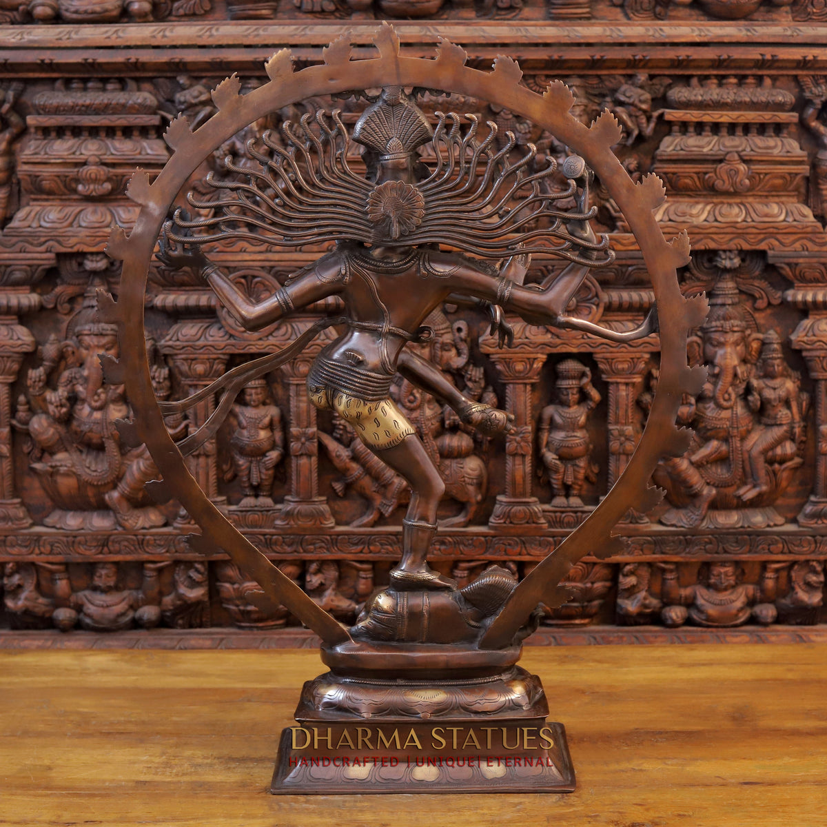 Brass Nataraja Statue, Dancing Shiva, Copper & Golden Finish, 35"