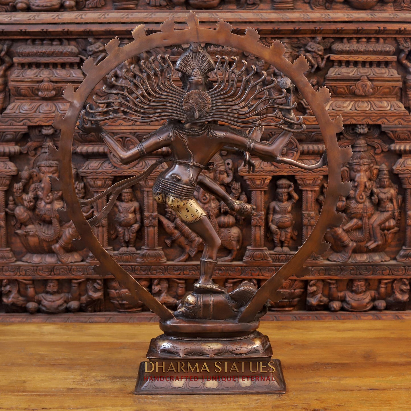 Brass Nataraja Statue, Dancing Shiva, Copper & Golden Finish, 35"