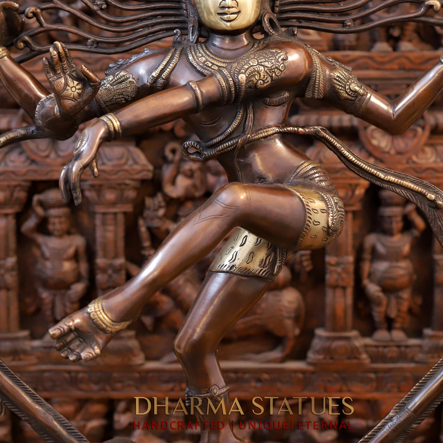Brass Nataraja Statue, Dancing Shiva, Copper & Golden Finish, 35"
