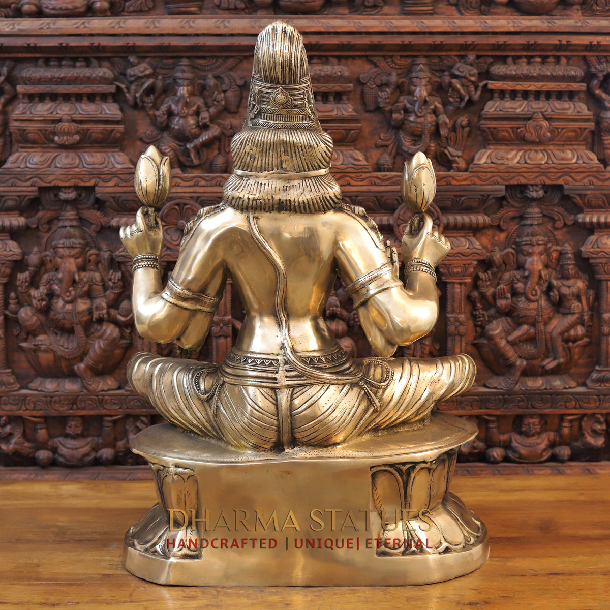 Brass Lakshmi, Blessing Posture, Golden Finish, 35.5"