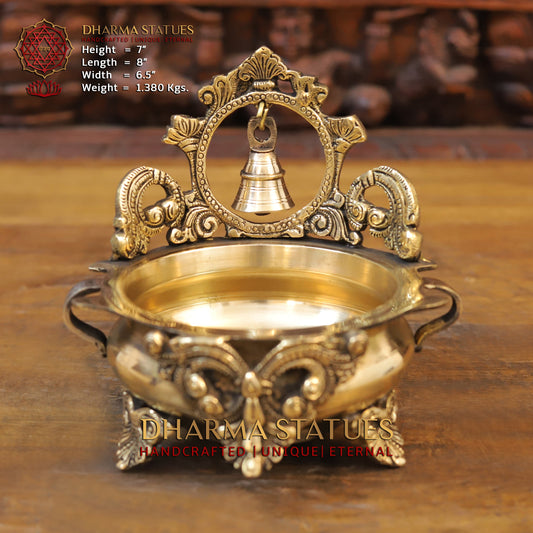 Brass Bell Urli, Golden Finish, 7"