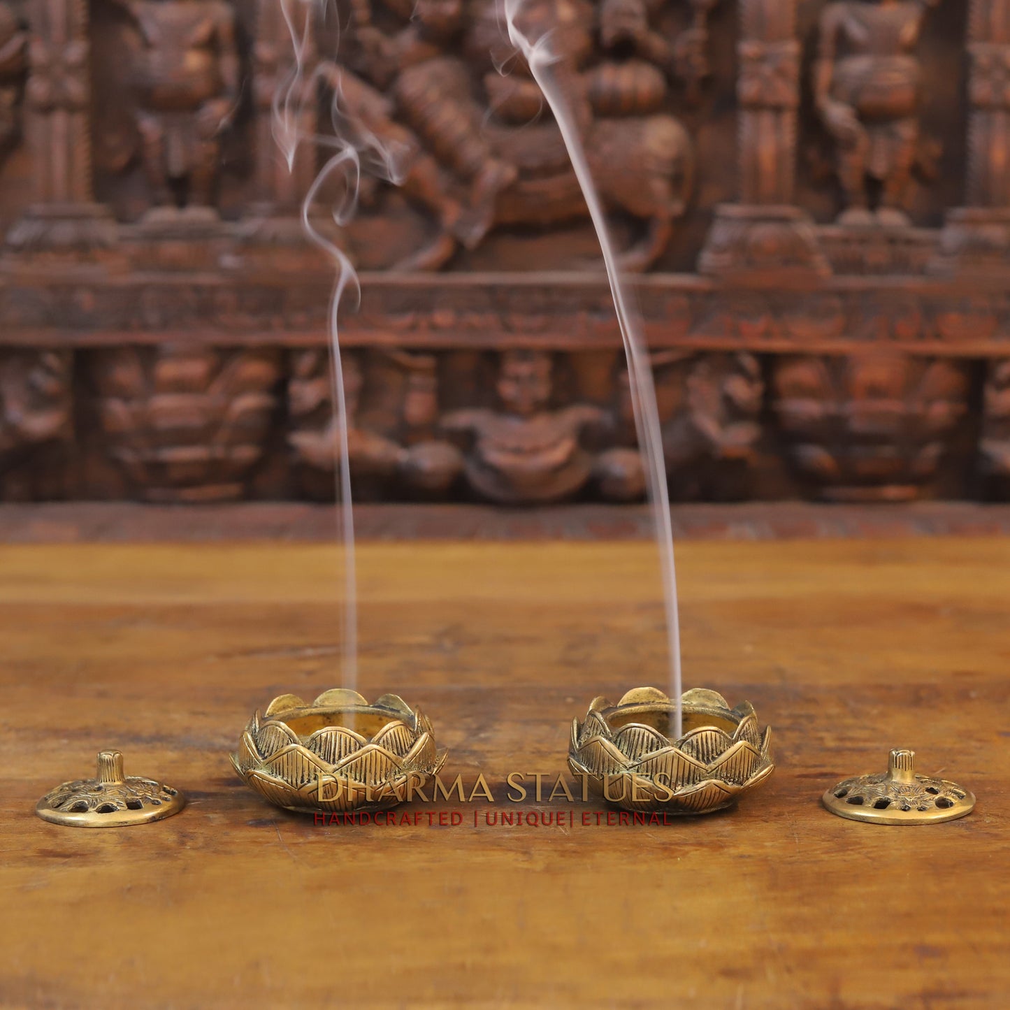 Brass Lotus Shaped Inscense Burner, Fine Golden Finish 2.5"