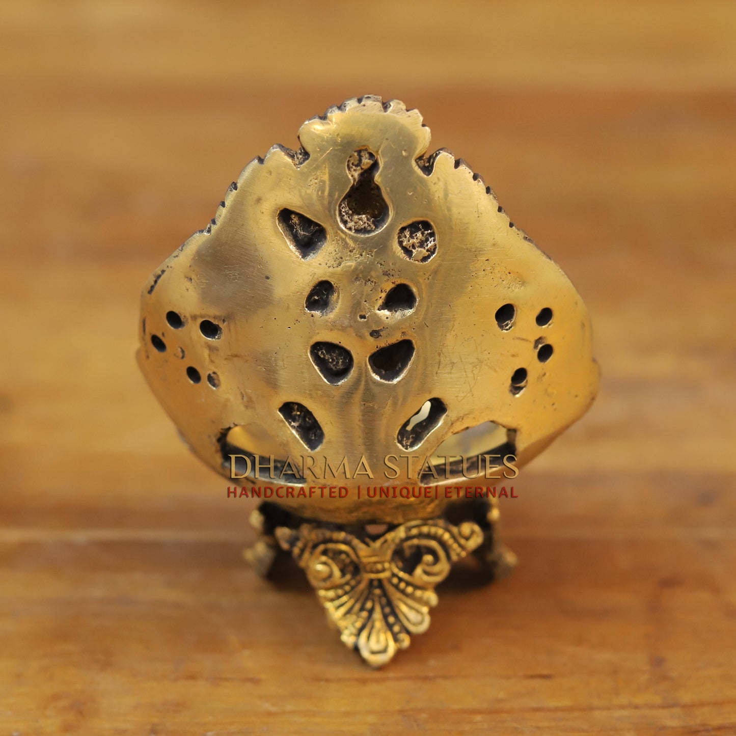Brass Ganesh Lakshmi Diya, Fine Golden Finish 5.5"
