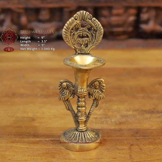 Brass Parrot Lamps, Fine Golden Finish 9"