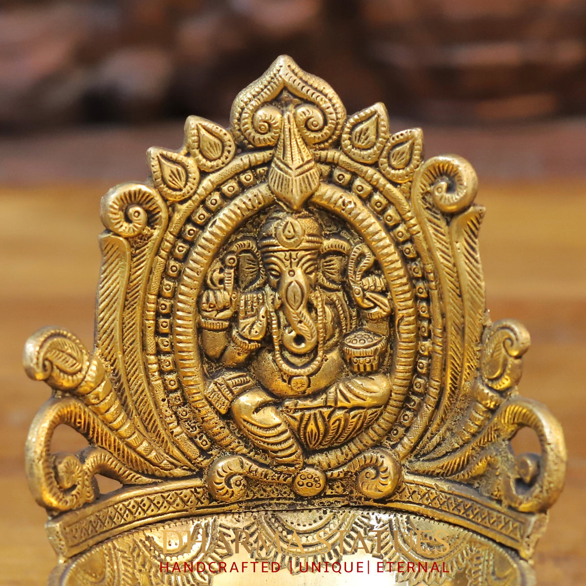 Brass Ganesh Diya, Fine Golden Finish 7"