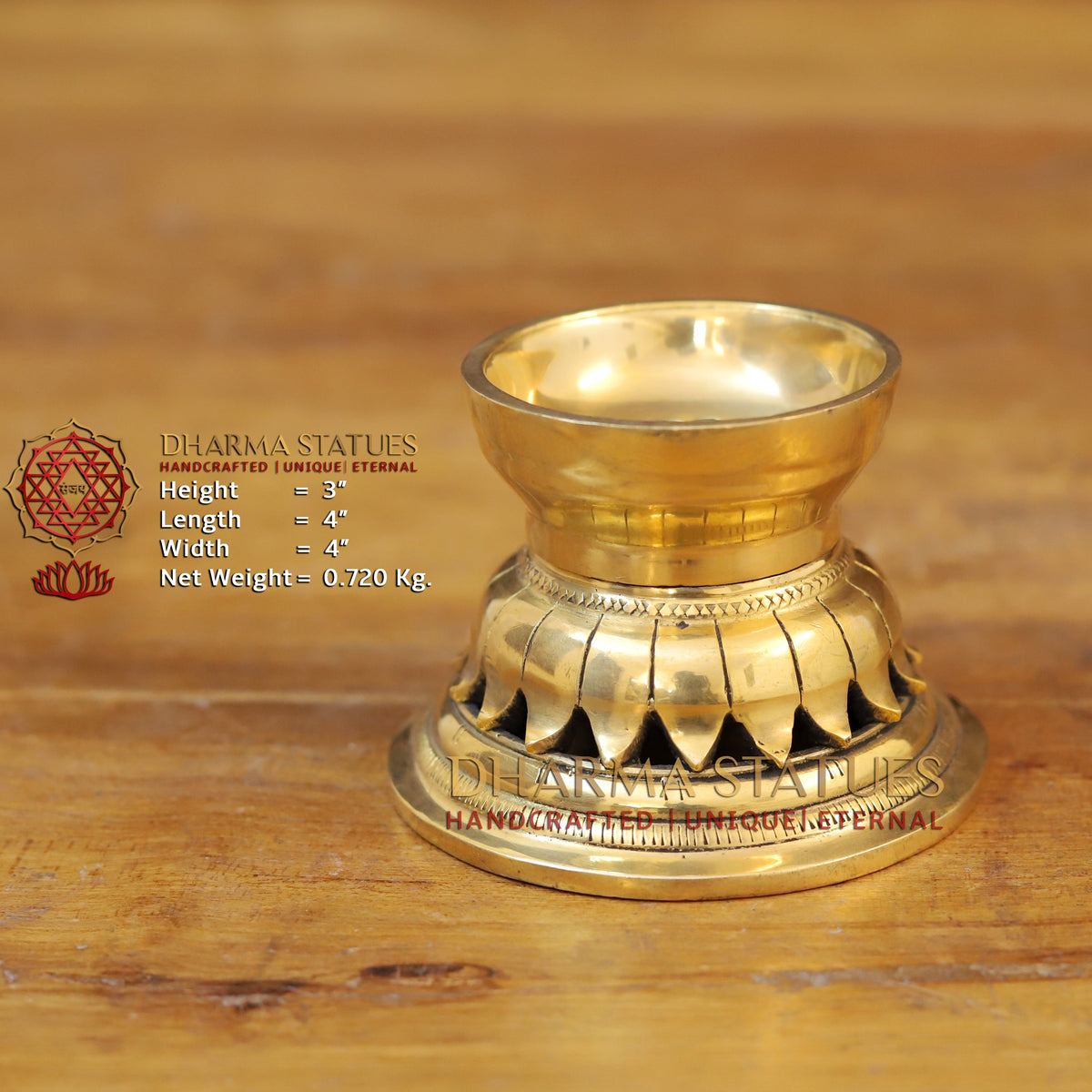 Brass Blooming Lotus Diya, Fine  Golden Finish 3"