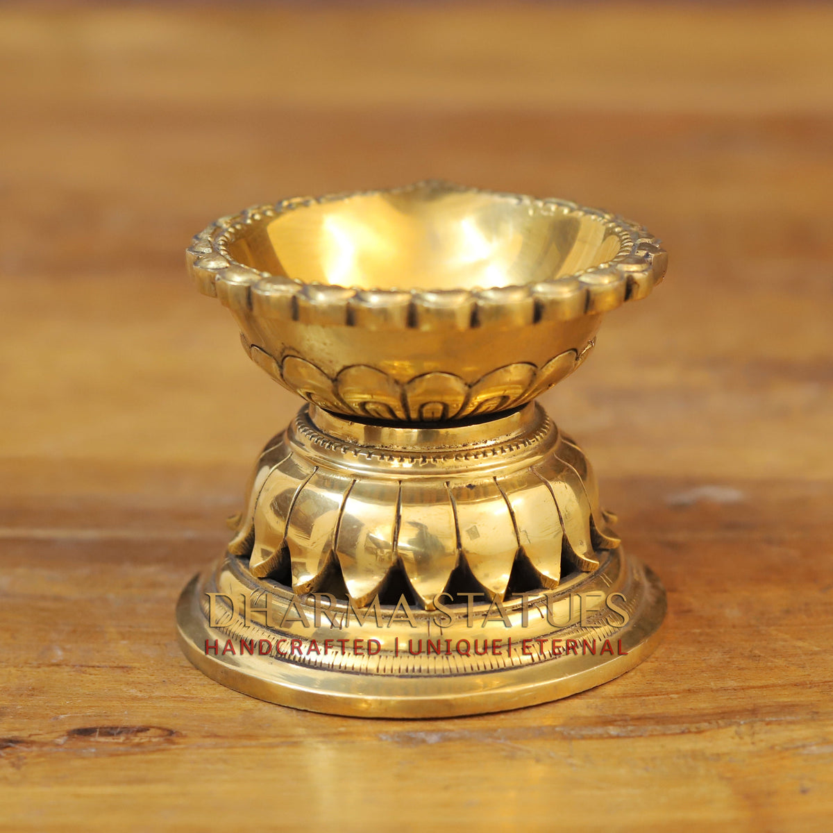 Brass Lotus Base Diya , Fine Golden Finish 3.5"