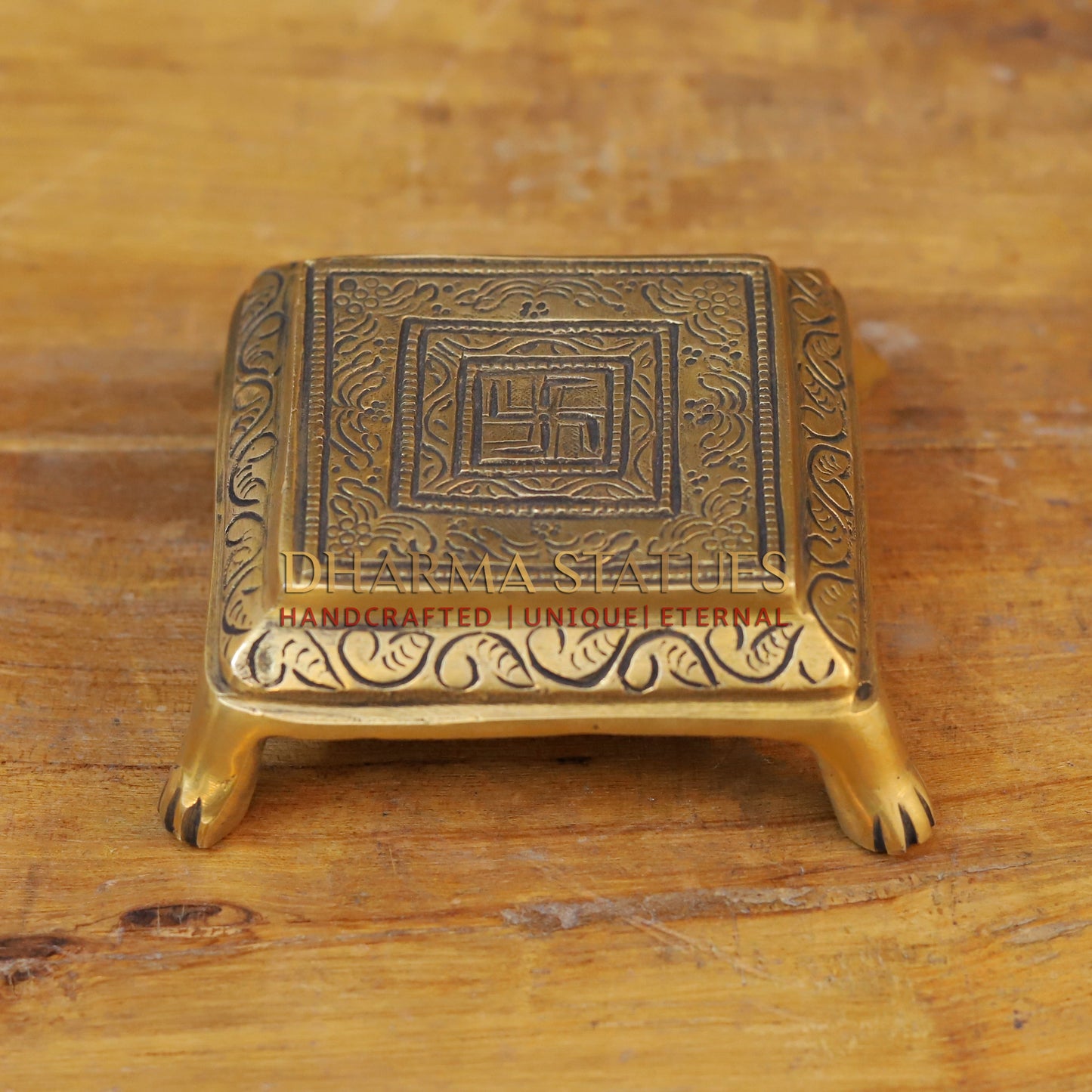 Brass Pooja Chowki, Fine Golden Finish 2"
