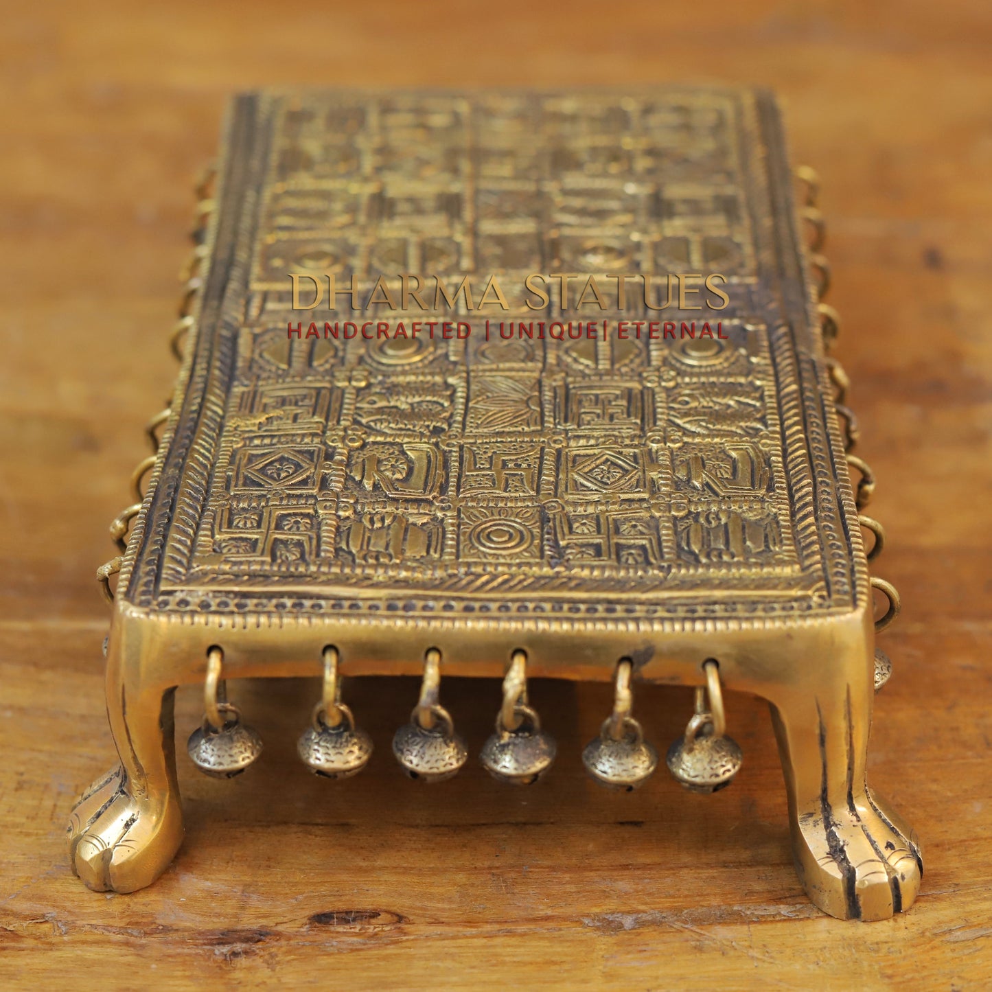 Brass Pooja Chowki, Fine Golden Finish 3"