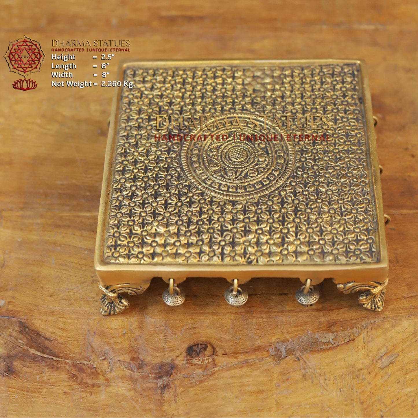 Brass Chowki, Fine Golden Finish 2.5"
