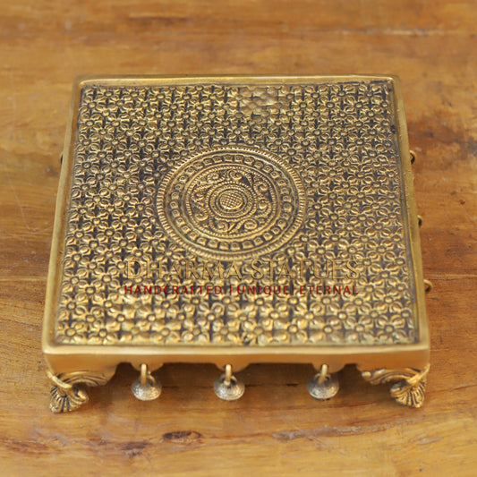 Brass Chowki, Fine Golden Finish 2.5"