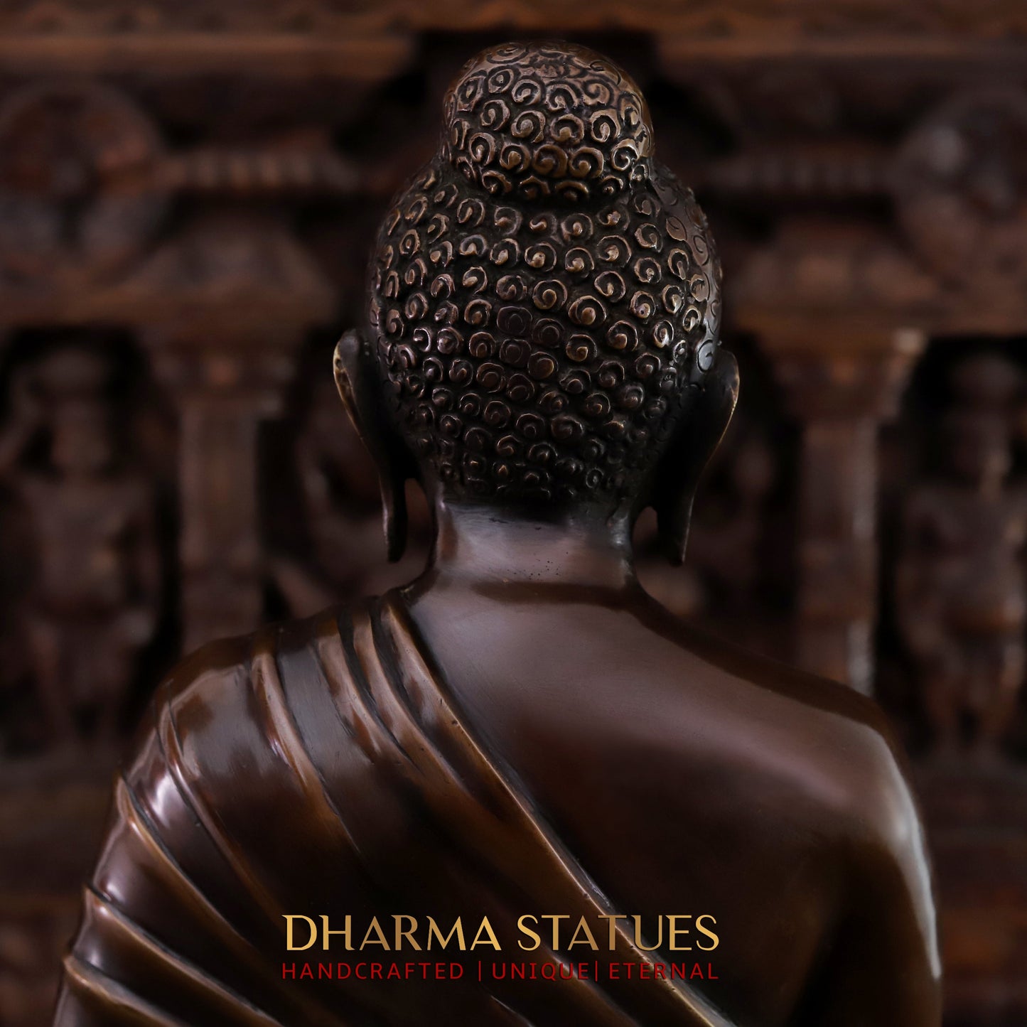 Brass Buddha seated in Blessing Posture, Copper Finish, 22.5"