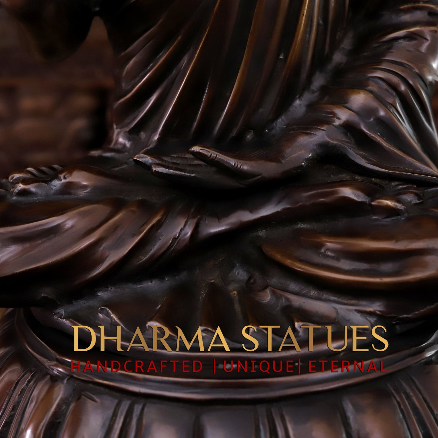 Brass Buddha seated in Blessing Posture, Copper Finish, 22.5"