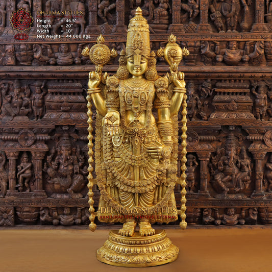 Brass Tirupati Balaji, Golden Finish, 47"