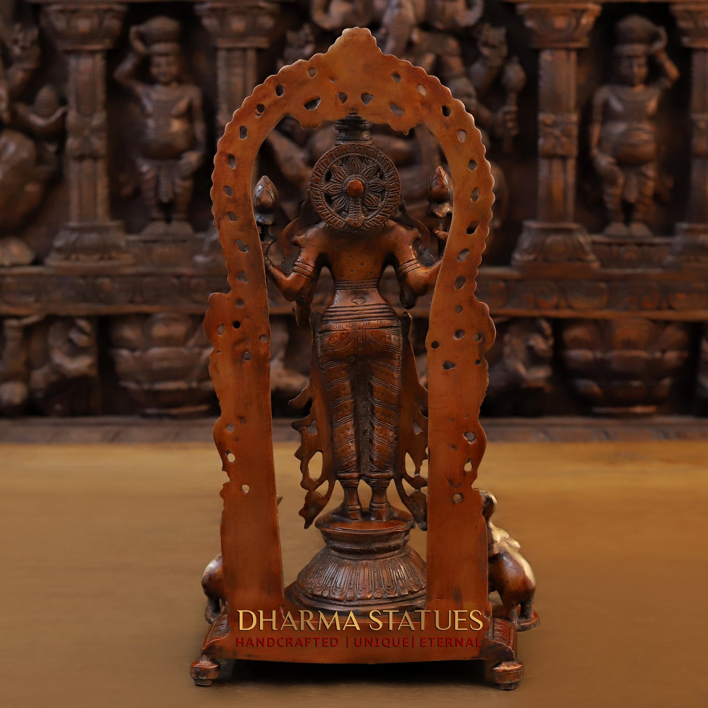 Brass Lakshmi Standing in Blessing Posture, Copper & Golden Finish, 16"