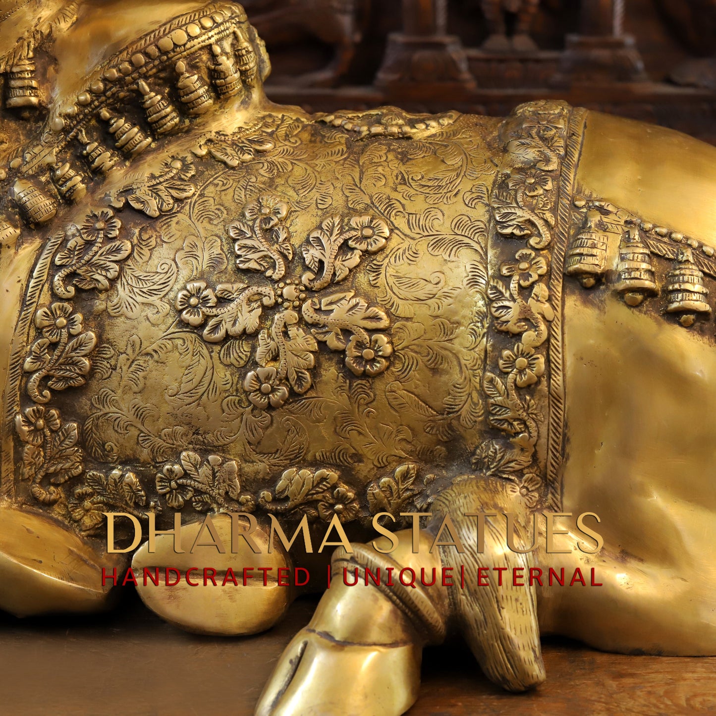 Brass Handcrafted Nandi Seated, Fine Golden Finish, 22"