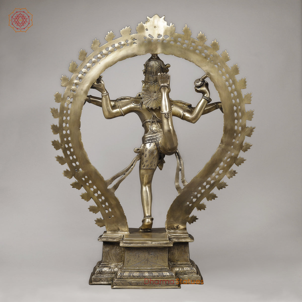 Brass Nataraja in Ananda-Tandava with Frame, Fine Golden Finish, 35"