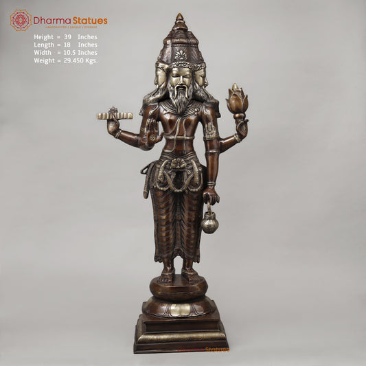 Brass Brahma Standing, Copper & Golden Finish, 39"