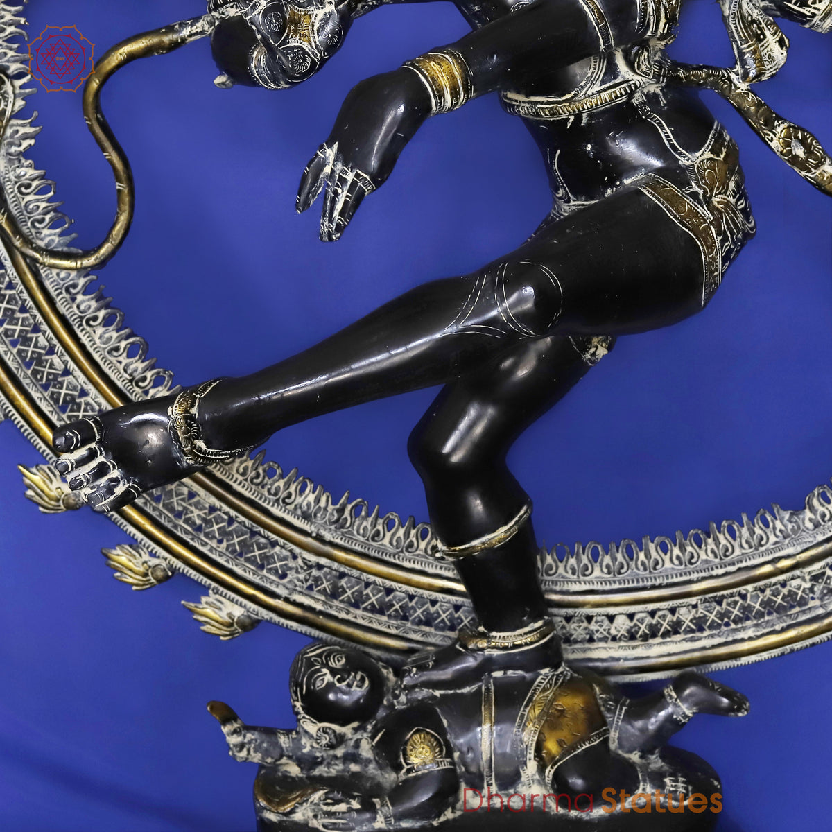 Brass Nataraja in Dancing Posture with Frame, Antique Finish 54"
