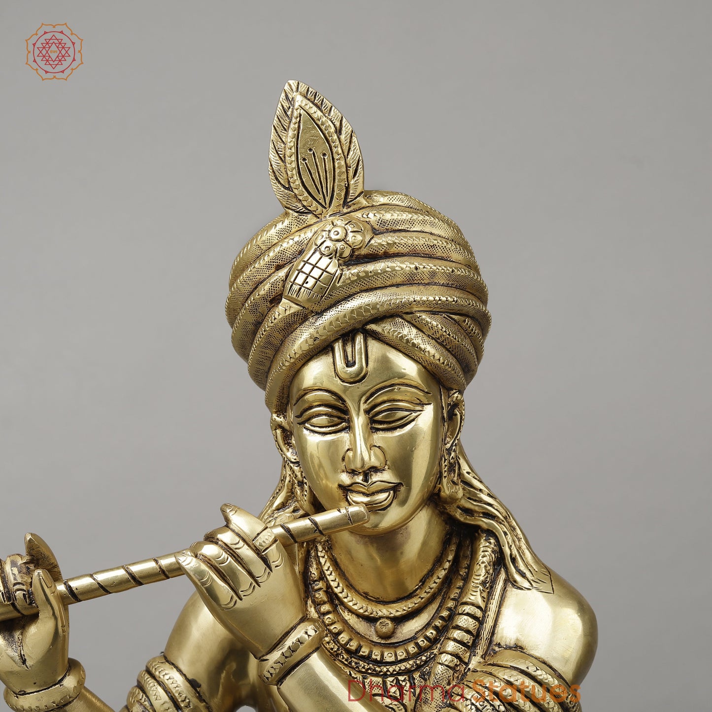 Brass Mathura Krishna Plating Flute, Golden Finish, 30"