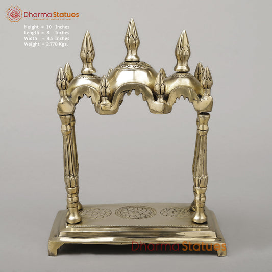 Brass Temple Décor [Mandir], Fine Golden Finish, 10"