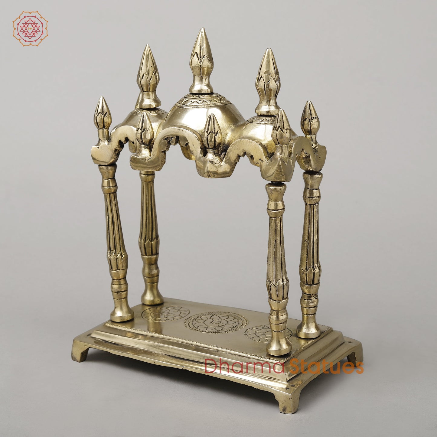 Brass Temple Décor [Mandir], Fine Golden Finish, 10"