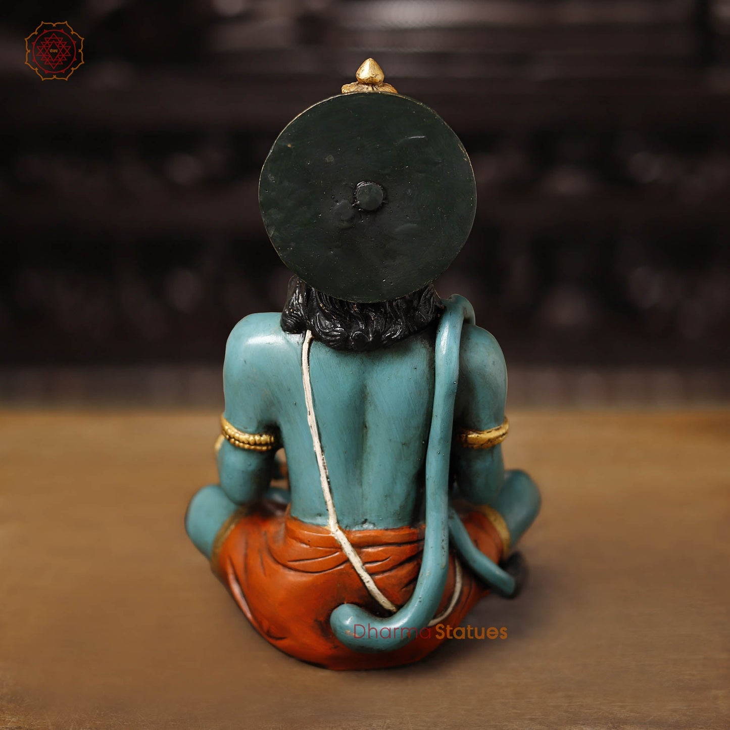 Brass Hanuman Statue, Blessing Posture, Fine colorful Finish  11"