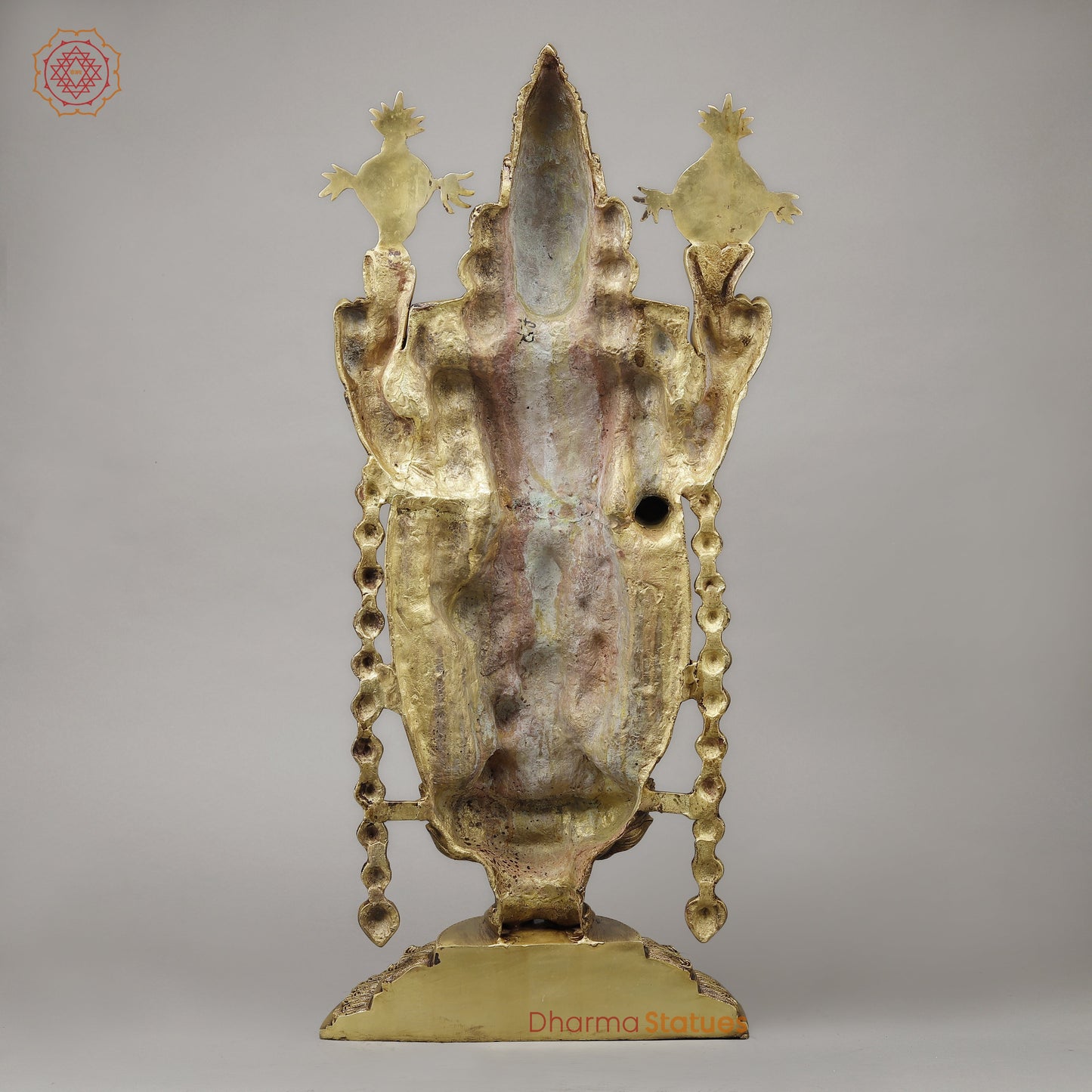Brass Tirupati Balaji (Venkateshvara Swami) with Lakshmi, Golden Finish, 34.5"