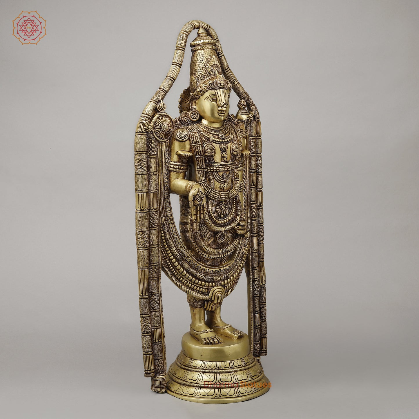 Brass Tirupati Balaji (Universal God), Fine gold Finish 30"